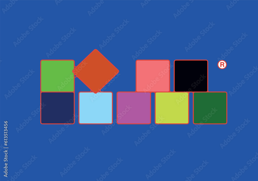 Poster technological background. multicolored square frames, rectangles on a blue background. collection of
