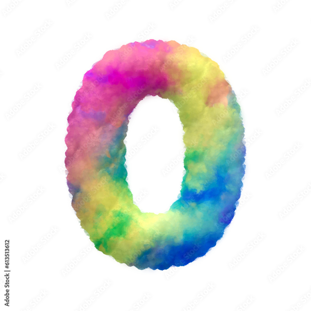 Poster colorful fluffy clouds alphabet numbers from 0 to 9. this is a part of a set which also includes upp