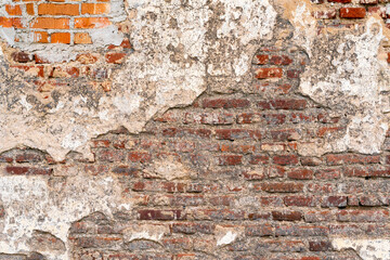 Old hi-res damaged brick wall and plaster