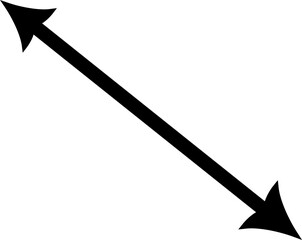 Diagonal thin double arrow. Replaceable vector design.