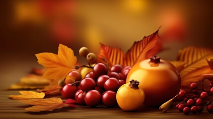 Autumn Thanksgiving Background, bright color. Generative Ai