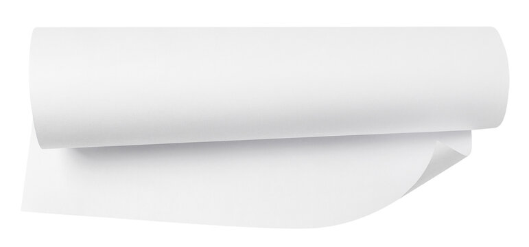 Rolled sheet of white paper, cut out