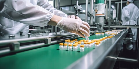 AI Generated. AI Generative. Medicine pharmacy doctor sanitary check vials. Vaccinatination virus protection check health. Graphic Art