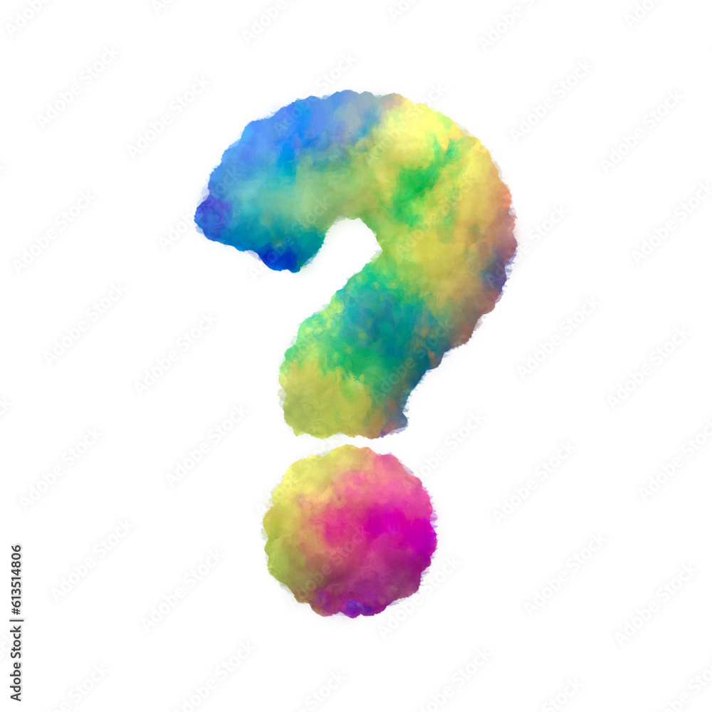 Poster colorful fluffy clouds alphabet symbols and punctuation marks. this is a part of a set which also in