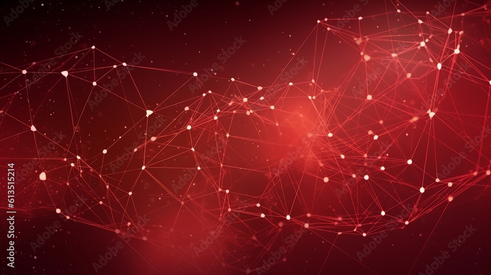 Poster abstract red background. network connection structure. grid
