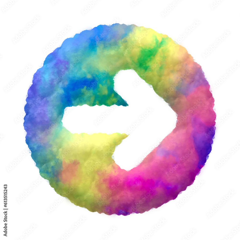 Poster colorful fluffy clouds arrow shapes. this is a part of a set which also includes uppercase and lower