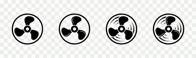 Ventilator vector icon set. Propeller and fan sign. Cooler icon collection. Refrigeration symbol. Vector illustrator. © Alex
