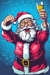 Funny tipsy Santa Claus