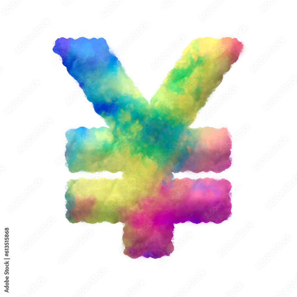Poster colorful fluffy clouds currency symbols. this is a part of a set which also includes uppercase and l