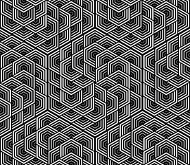 Abstract geometric pattern with stripes, lines. Seamless vector background. White and black ornament. Simple lattice graphic design.