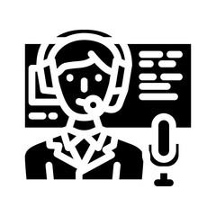 commentator news media glyph icon vector. commentator news media sign. isolated symbol illustration