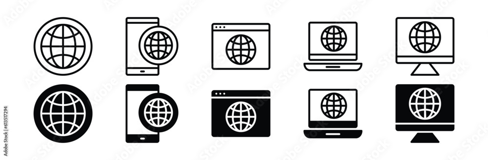 Poster website, internet line and flat icon. web icon symbol on electronic and devices with editable stroke