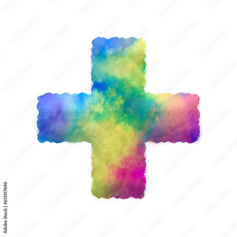 Poster colorful fluffy clouds alphabet symbols and punctuation marks. this is a part of a set which also in