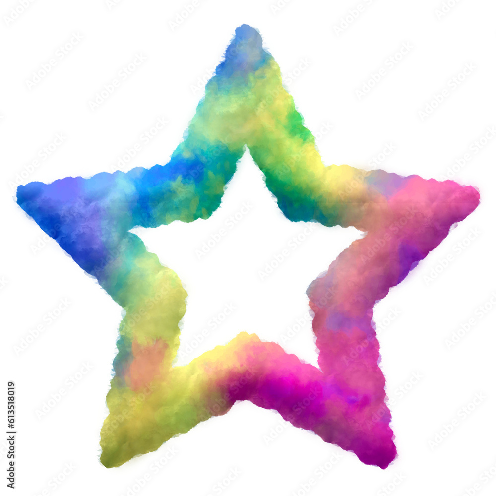 Aufkleber colorful fluffy clouds star frame. this is a part of a set which also includes uppercase and lowerca