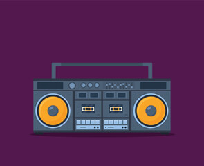 Old style music boombox flat vector music systems