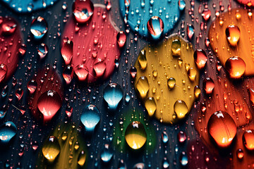 Colorful Raindrops, Multi Color - obrazy, fototapety, plakaty