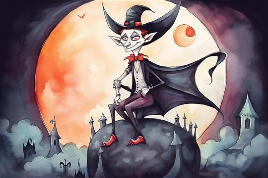 Halloween Monster Drakula. Happy halloween concept. Post processed AI generated image.