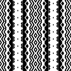 Vector geometric ornament in ethnic style. Seamless pattern with  abstract shapes. Black and white geometric  wallpaper. Repeating pattern for decor, textile and fabric. Abstraction art.