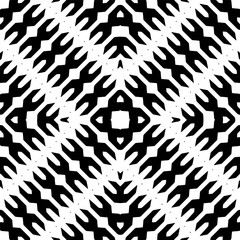 Vector geometric ornament in ethnic style. Seamless pattern with  abstract shapes. Black and white geometric  wallpaper. Repeating pattern for decor, textile and fabric. Abstraction art.