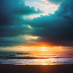 Naklejka na ściany i meble Beautiful scenic sunset at the ocean, generative ai