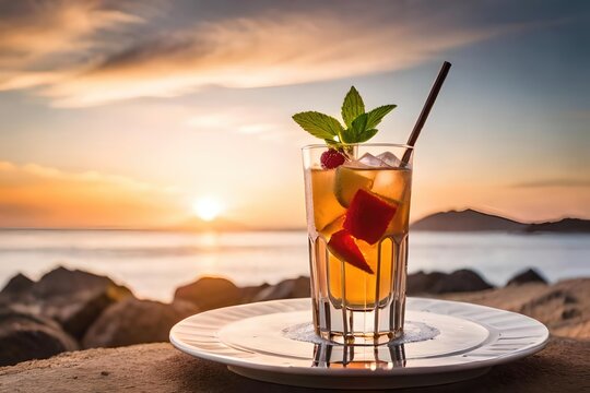 cocktail on the beach, generative ai