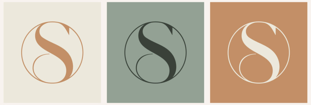 Letter Logo Luxury. Art Deco style logotype design for luxury company branding. Premium identity design. Letter S