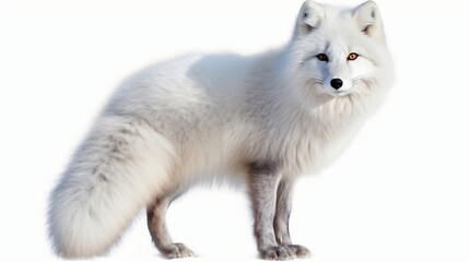 Arctic fox isolated on a white background. 3D illustration. (AI generated)