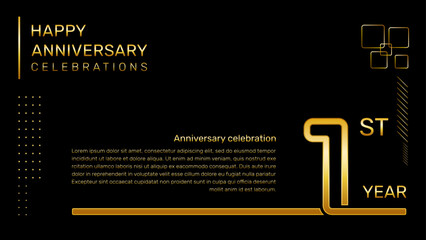 1 year anniversary template with gold color number and text, vector template