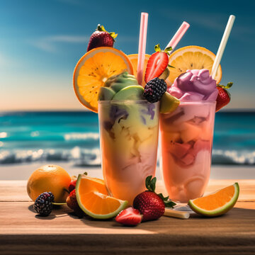 Ein leckerer Eis-Cocktail am Strand ist die perfekte Erfrischung an hei&szlig;en Sommertagen. Mit fruchtigen Aromen, k&uuml;hlem Eis und exotischen Zutaten entf&uuml;hrt er uns zum Genuss