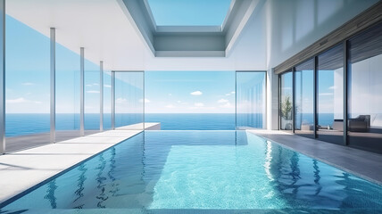 Obraz na płótnie Canvas Swimming pool in house or resort. Generative Ai