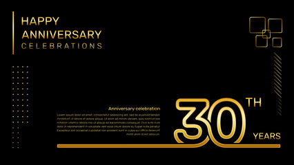 30 year anniversary template with gold color number and text, vector template