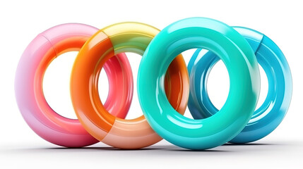wim rings set, Inflatable rubber toy, Swimming circles with different colors. Generative Ai