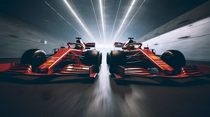 Foto op Plexiglas Fast and Furious: Formula 1 Cars Racing on the Track - High-Speed Action! © Tiago