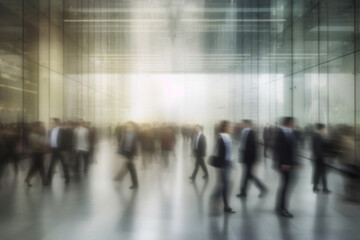 blurred business people at office with modern style. generative AI