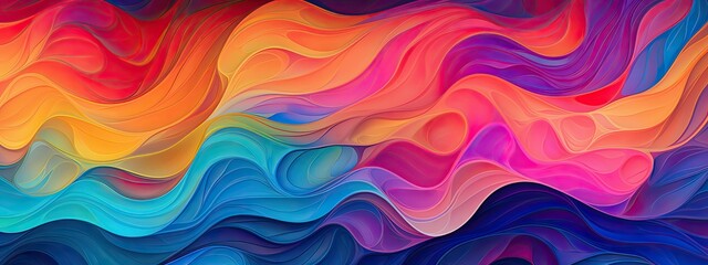 Obraz premium banner Abstract iridescent background waves on dark background generative ai