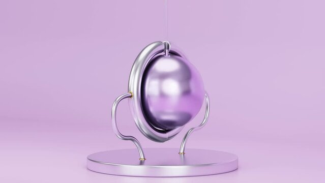 3D metal Newton's cradle pendulum loop animation 