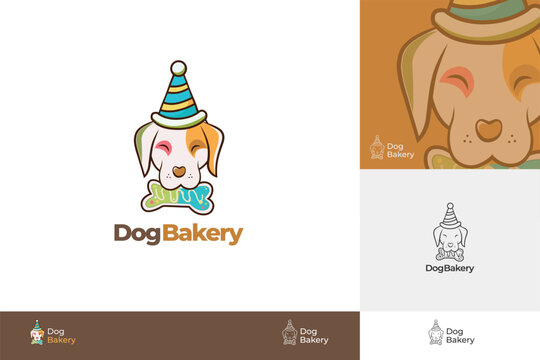 Dog bakery vector logo design template.