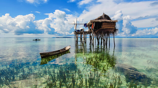 Beautiful landscapes view at Maiga Island, Semporna Sabah, Malaysia.