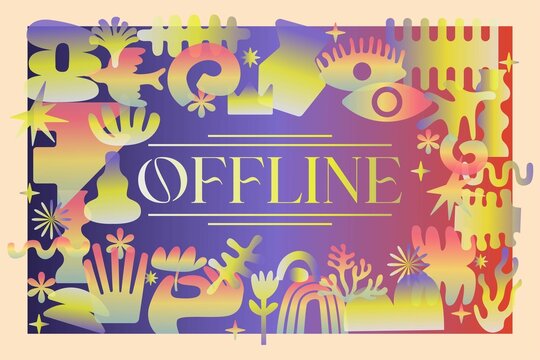 Stream offline overlay background Boho abstract shape text effect retro gradient chuby chick style 