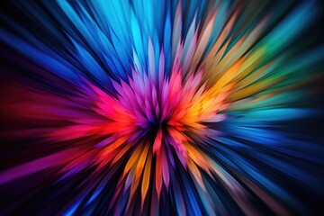 Abstract background with vibrant bursts of color and unique shapes. Generative AI