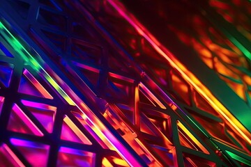 Futuristic Steel Pattern: A Vibrant & Textured Neon Abstract Metal Close-up, Generative AI