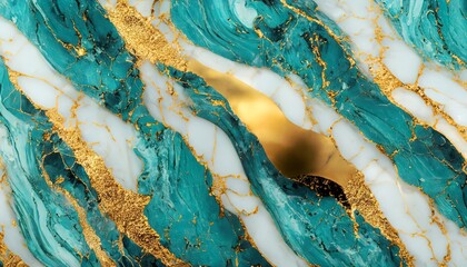 Luxurious Aqua Tone onyx marble with golden veins high resolution, Turquoise Green marble, polished slice mineral, blue water in swimming pool rippled water surface detail background modern interior