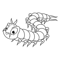 Cartoon centipede on line art