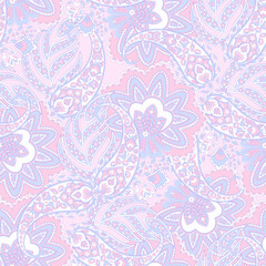 Fototapeta na wymiar Seamless pattern with paisley ornament. Ornate floral decor for fabric. Vector illustration