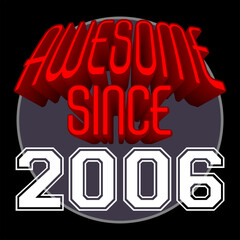 Awesome Since 2006 Retro Vintage Red 3D Typography, can be used as birthday card, T-Shirt stamp and more