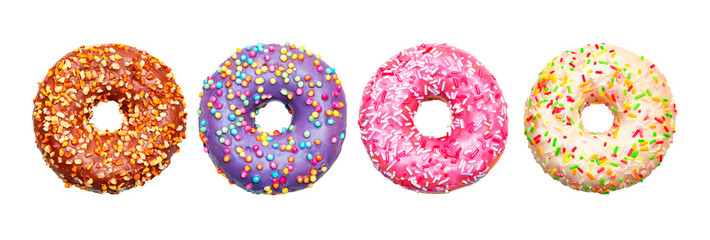 Assorted donuts with colorful icing.