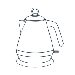 Dishes. An electric kettle. Line art.