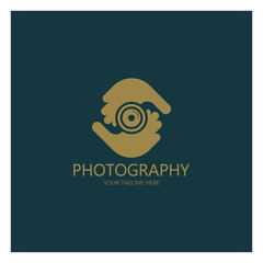 photography camera logo icon vector design template isolated on black background