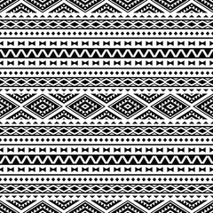 Seamless tribal geometric pattern. Vector abstract with ethnic motif. Native American art illustration. Black and white colors. Design for textile, template, fabric, shirt, printing, decorative.