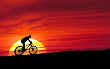 Naklejka na ściany i meble man with bike and adventure travel